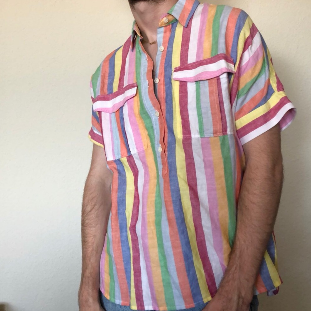 J.Crew Rainbow Striped Poplin Shirt